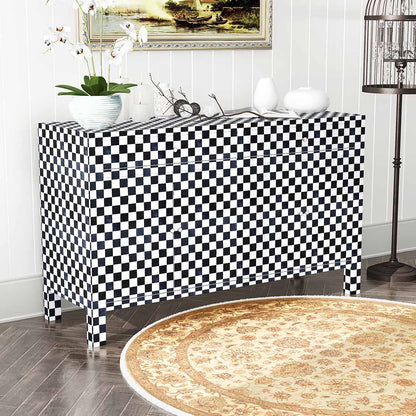 Mae checkered black and white bone inlay Cabinet by Arkrn homes