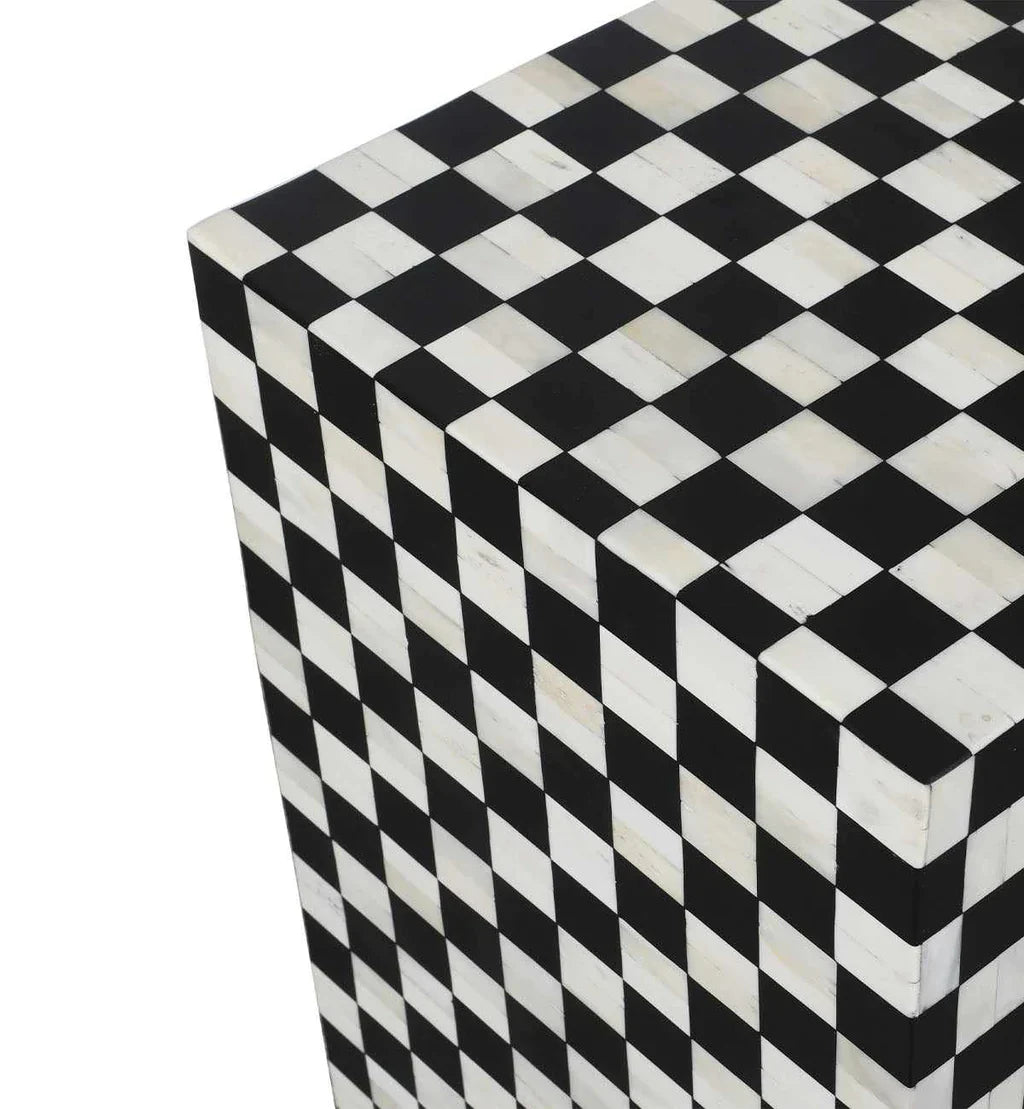 Mae console table in black and white bone inlay