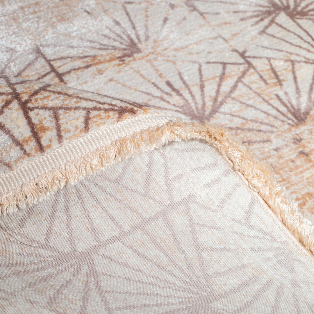 Maple Cotton rug with delicate geometric pattern in beige and cream tones, crafted in luxurious Cotton with a subtle sheen.