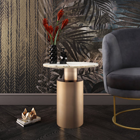 Moro Side Table in White Marble by Arkrn Homes
