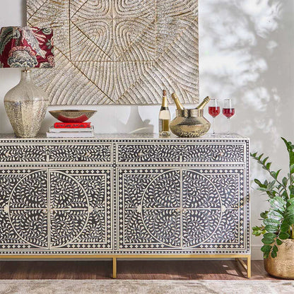 Navi Sideboard – handcrafted black bone inlay furniture, by Arkrn Homes