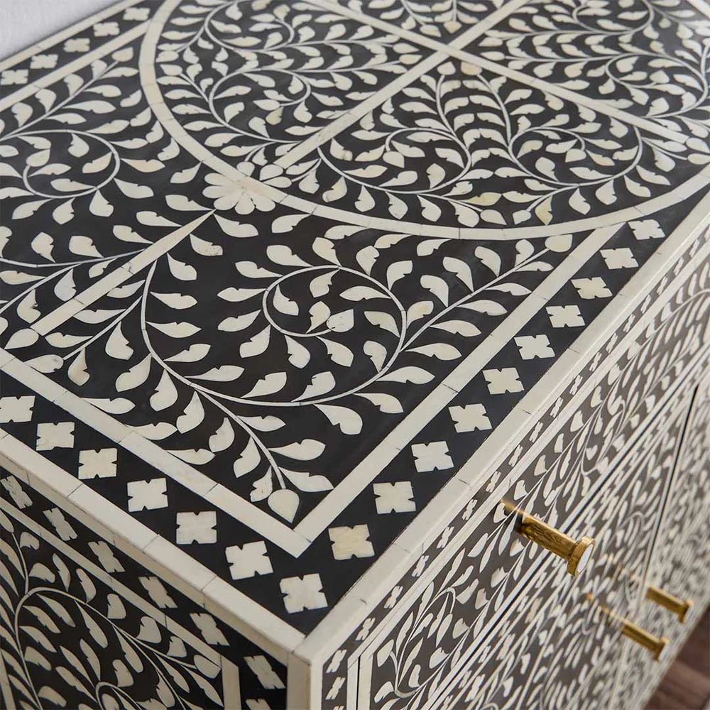 Navi Sideboard – handcrafted black bone inlay furniture, by Arkrn Homes