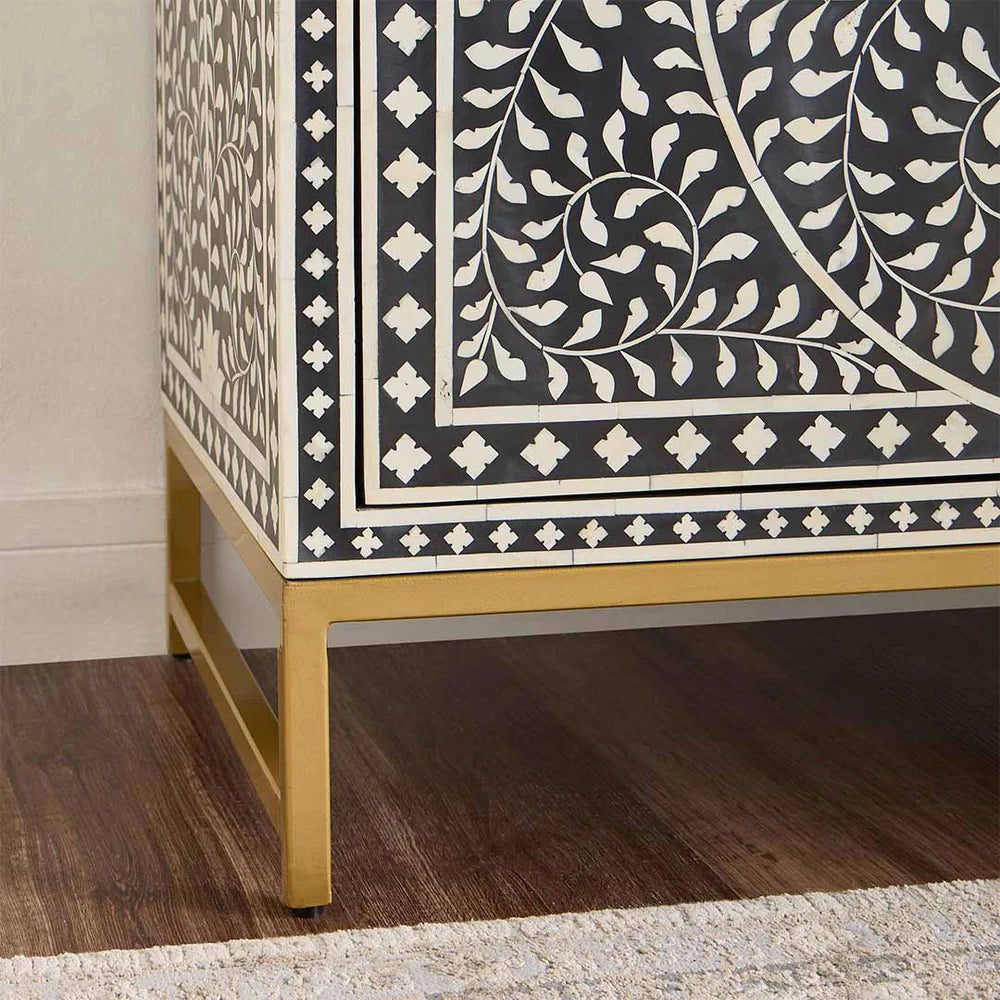 Navi Sideboard – handcrafted black bone inlay furniture, by Arkrn Homes