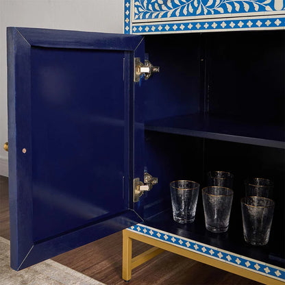 Navi Sideboard – blue bone inlay sideboard, by Arkrn Homes