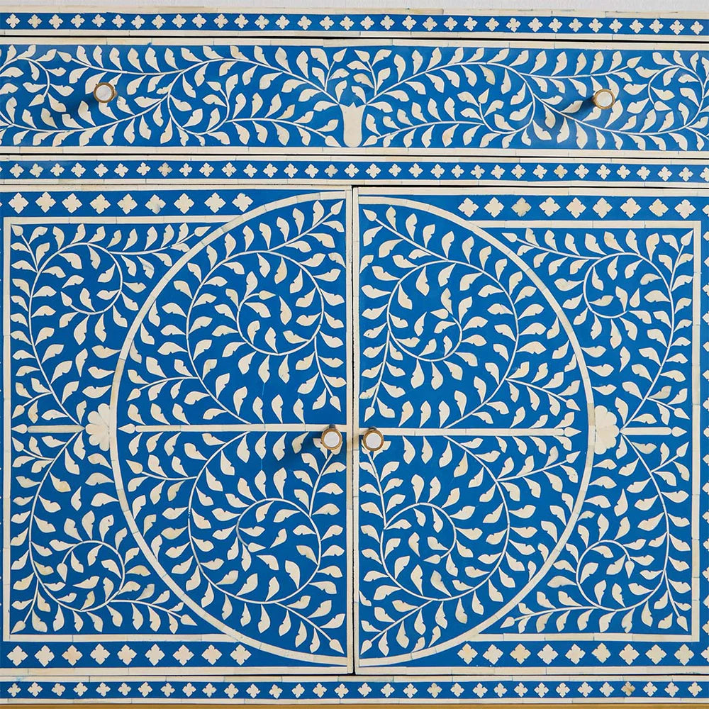 Navi Sideboard – blue bone inlay sideboard, by Arkrn Homes