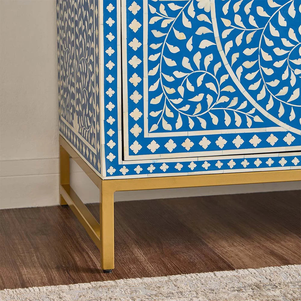 Navi Sideboard – blue bone inlay sideboard, by Arkrn Homes