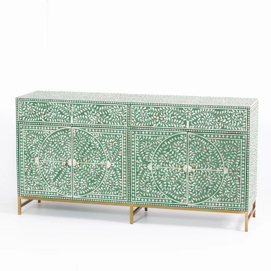 Navi Sideboard – green bone inlay sideboard, by Arkrn Homes
