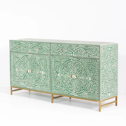 Navi Sideboard – green bone inlay sideboard, by Arkrn Homes