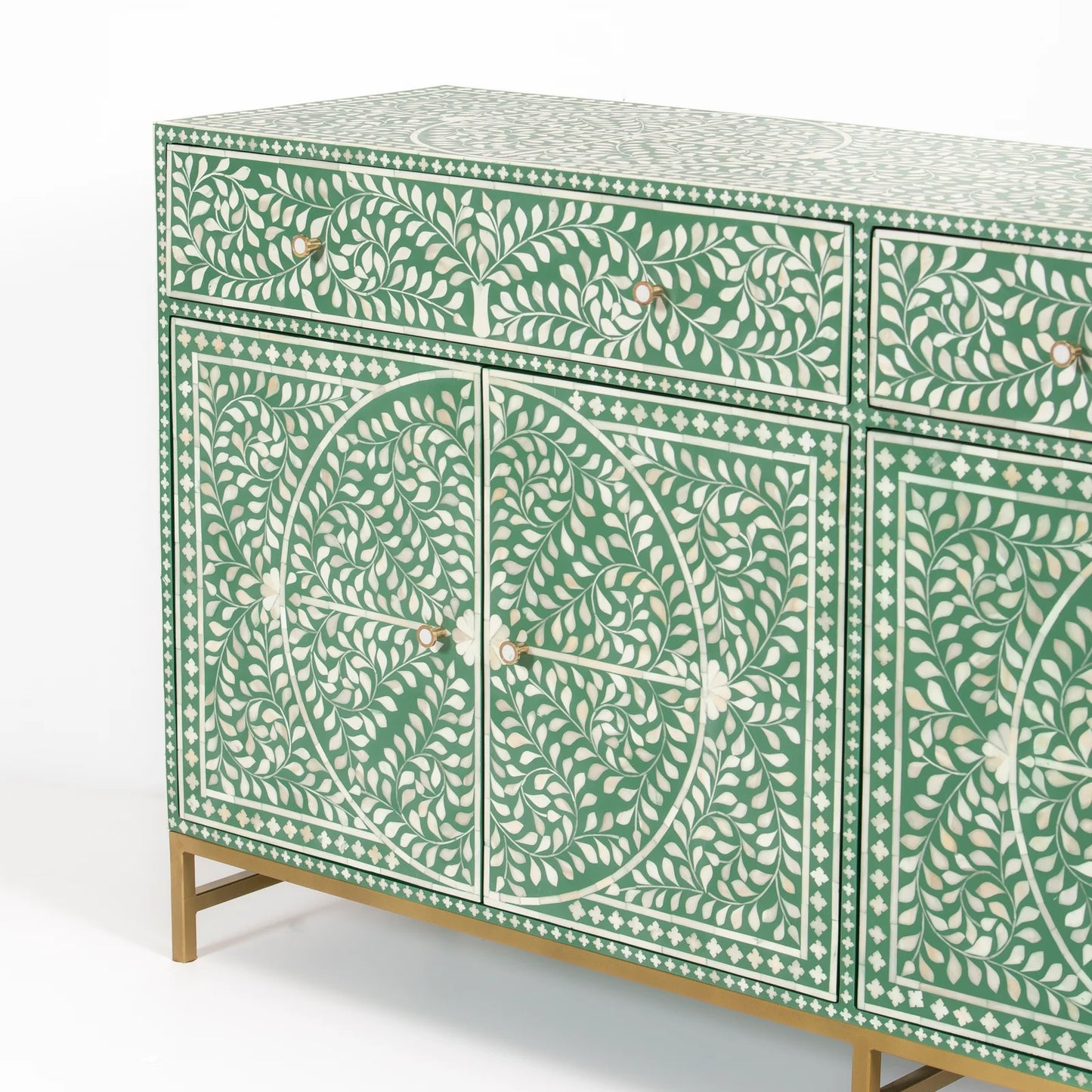 Navi Sideboard – green bone inlay sideboard, by Arkrn Homes