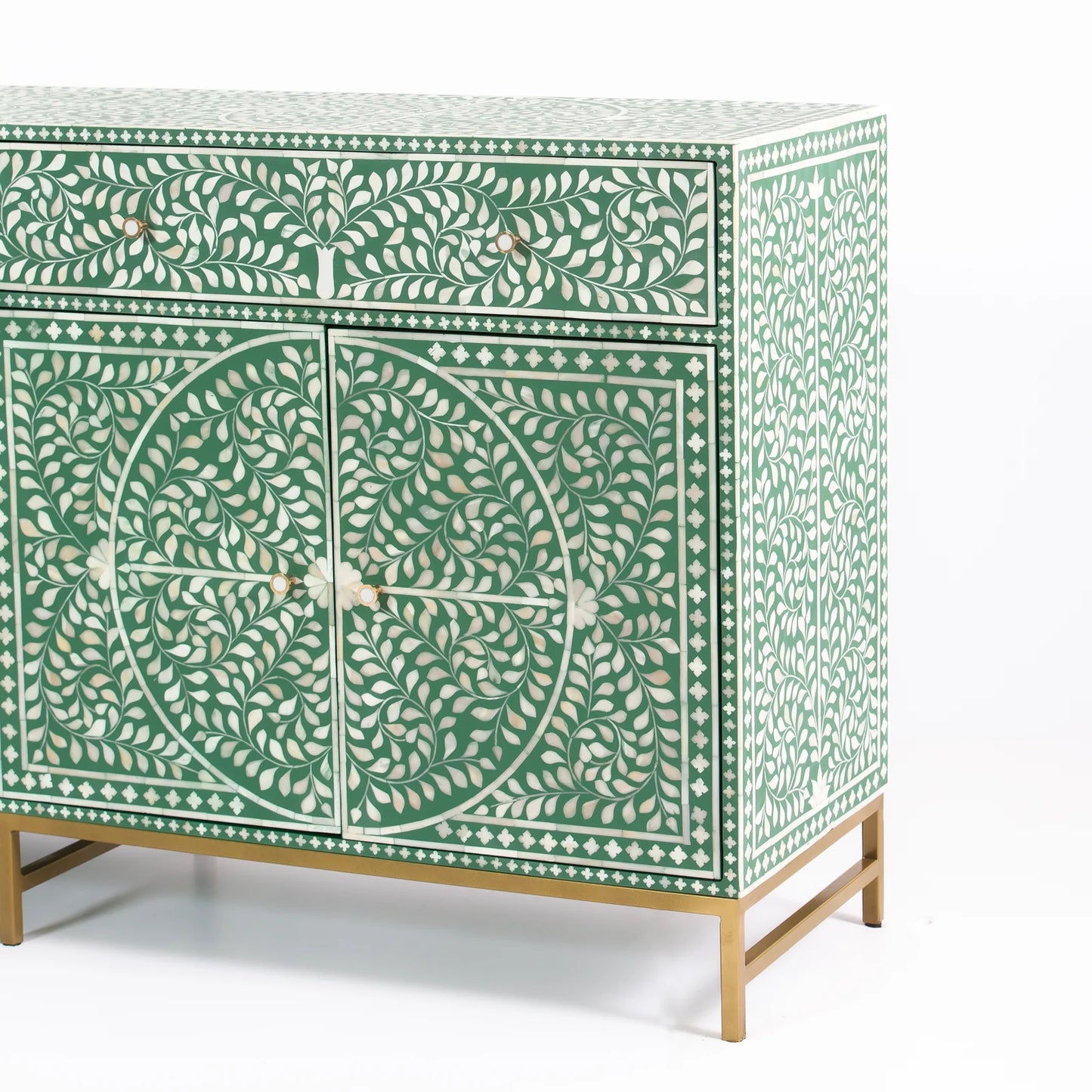 Navi Sideboard – green bone inlay sideboard, by Arkrn Homes