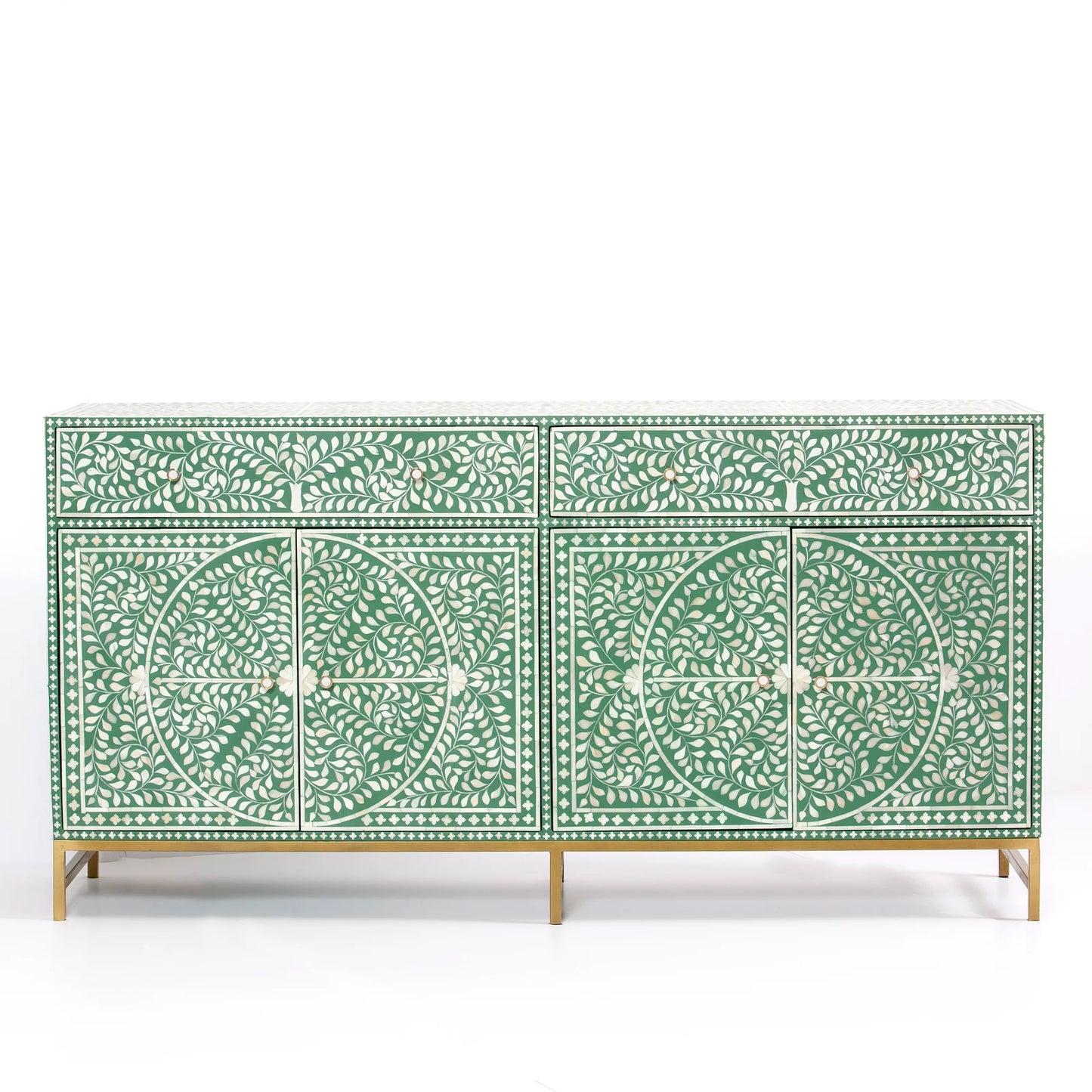 Navi Sideboard – green bone inlay sideboard, by Arkrn Homes