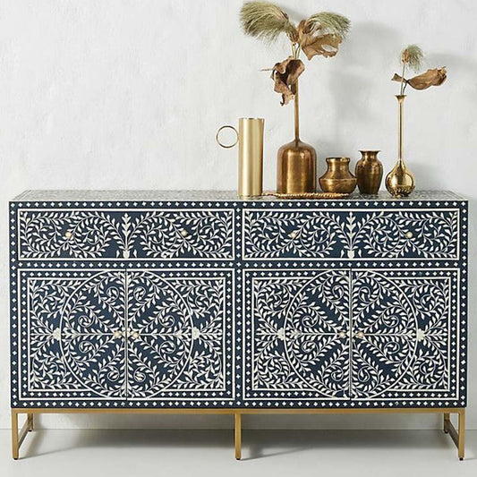 Navi Sideboard Buffet - Navy Blue Bone Inlay - arkrn Homes