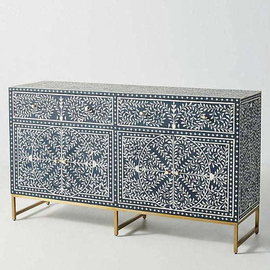 Navi Sideboard Buffet - Navy Blue Bone Inlay - Arkrn Homes
