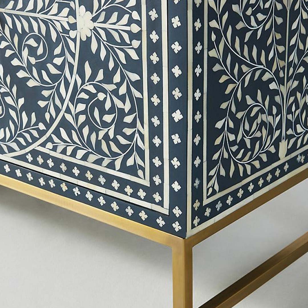 Navi Sideboard Buffet - Navy Blue Bone Inlay - Arkrn Homes