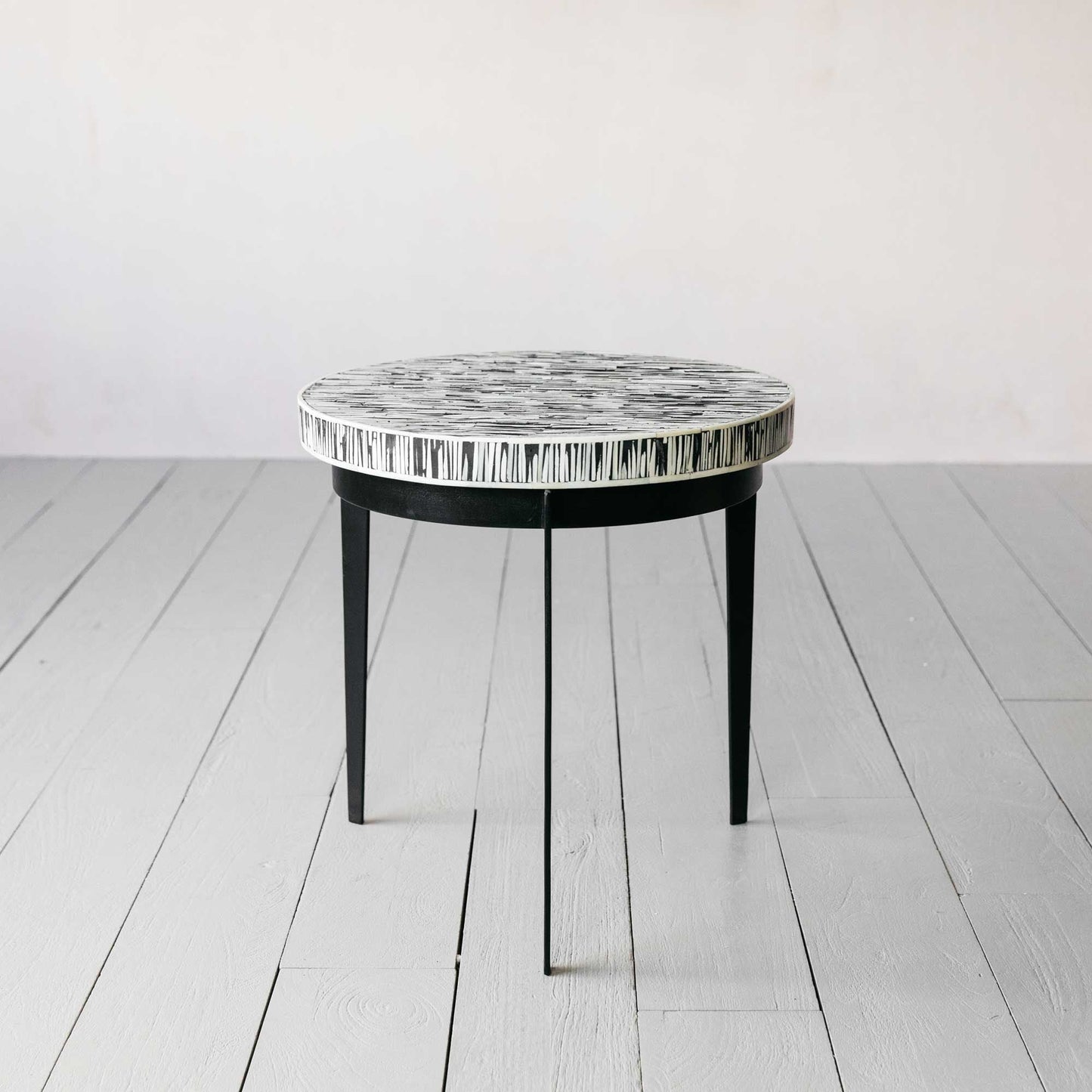 Nuba Side Table in Bone Inlay Black and White by Arkrn Homes
