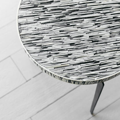 Nuba Side Table in Bone Inlay Black and White by Arkrn Homes