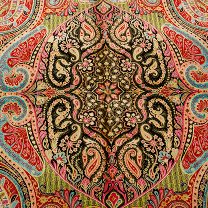 Paze Silk Rug in 200x300 cms featuring intricate multicolour motifs with a bold medallion, paisleys, and vibrant borders.