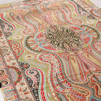 Paze Silk Rug in 200x300 cms featuring intricate multicolour motifs with a bold medallion, paisleys, and vibrant borders.