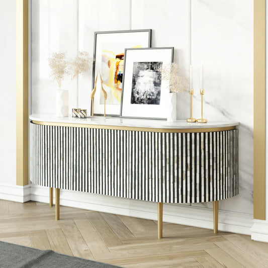 Lume Cabinet - Black & White Bone Inlay