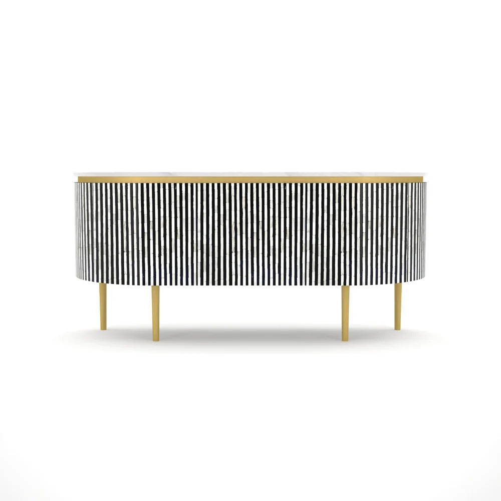 Lume Cabinet - Black & White Bone Inlay