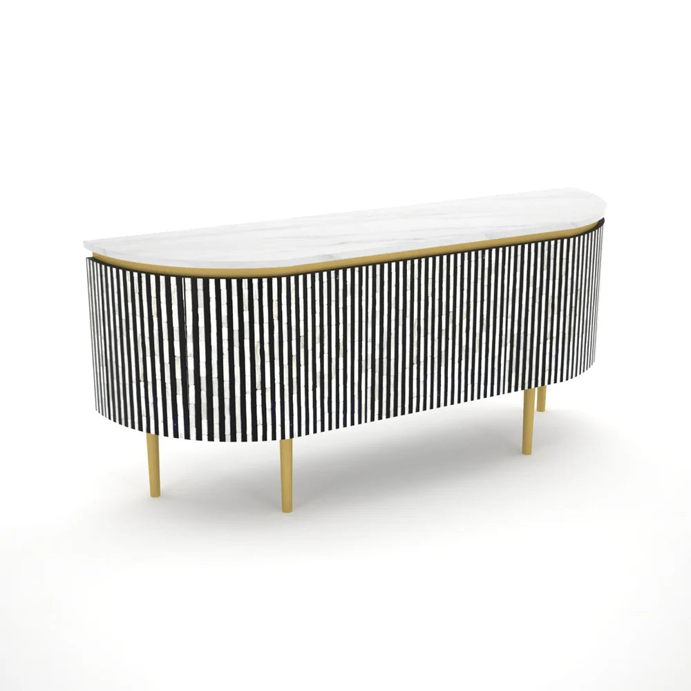 Lume Cabinet - Black & White Bone Inlay