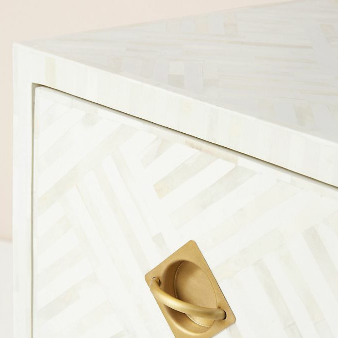 Shore console desk in white bone inlay by arkrn homes