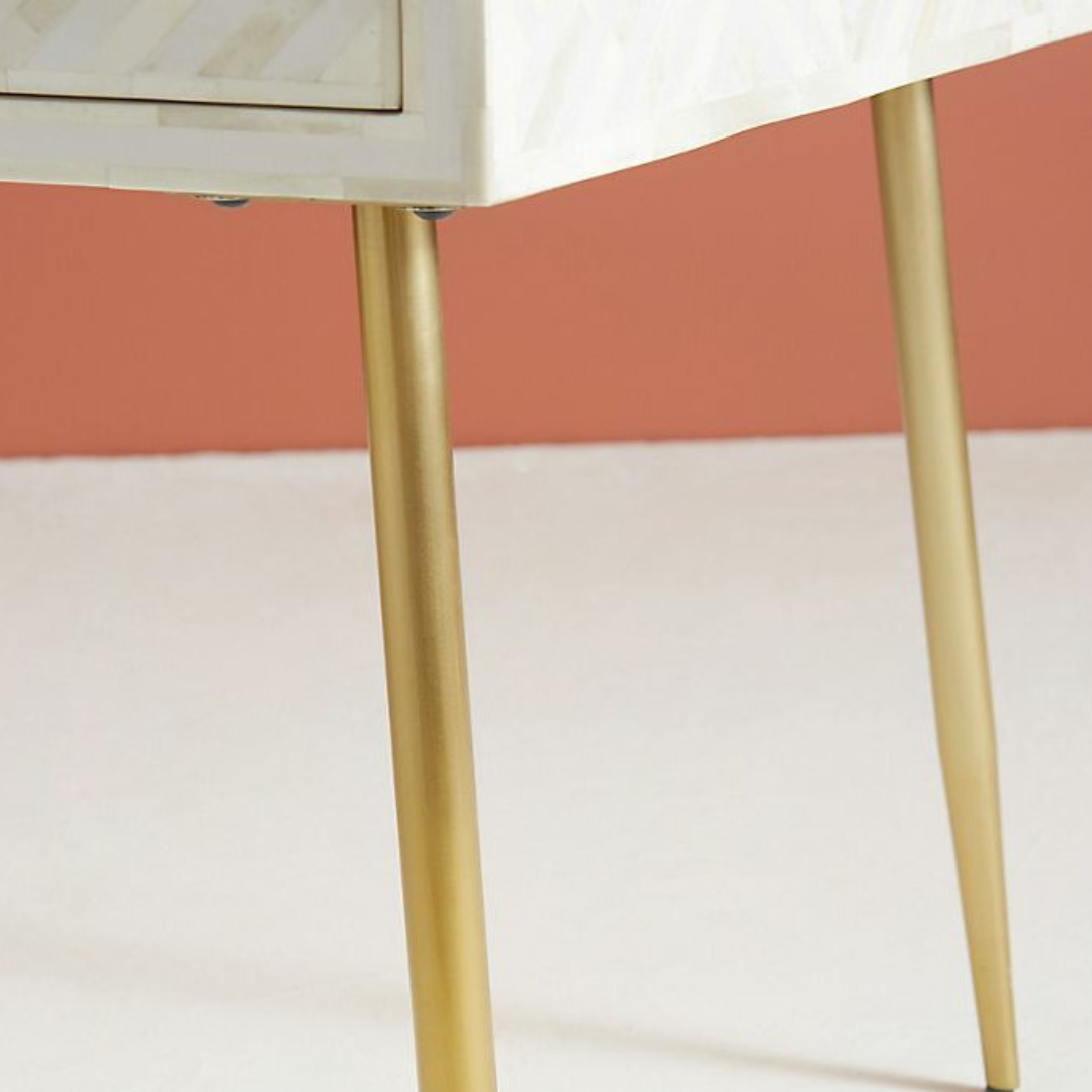 Shore console desk in white bone inlay by arkrn homes