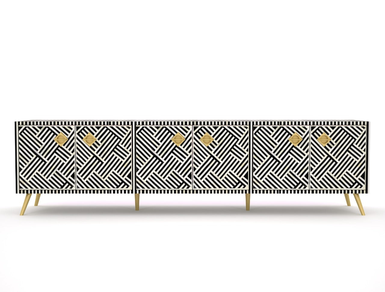 Shore tv unit in black and white bone inlay by Arkrn Homes