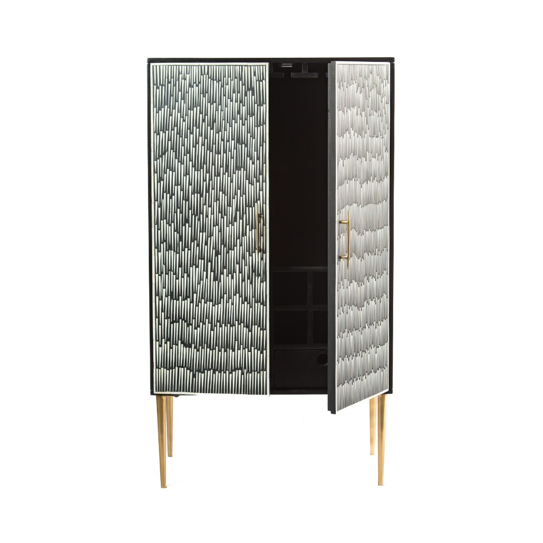 Skye cabinet black and white bone inlay by arkrn homes