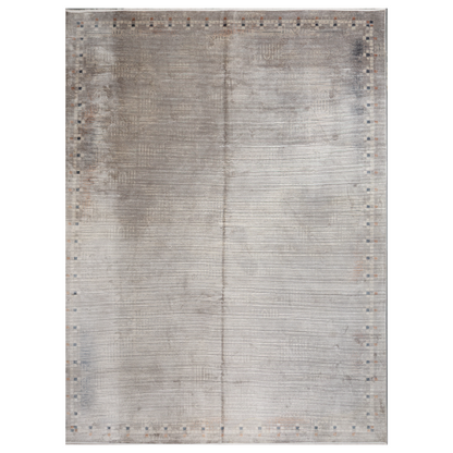 Spade striped Cotton rug with fine orange and blue motif border, in 400x300 cms size, perfect for modern interiors.