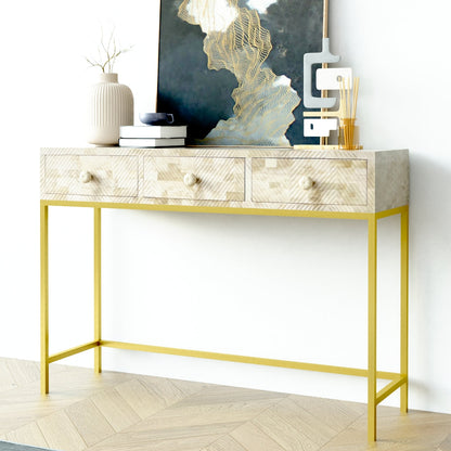 Tiffany console table bone carved by arkrn homes