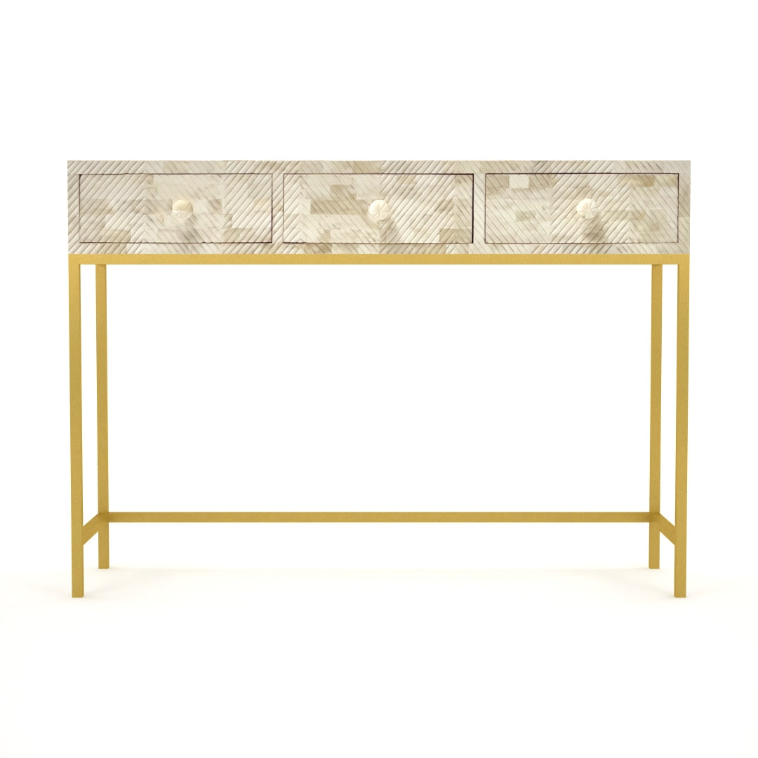 Tiffany console table bone carved by arkrn homes