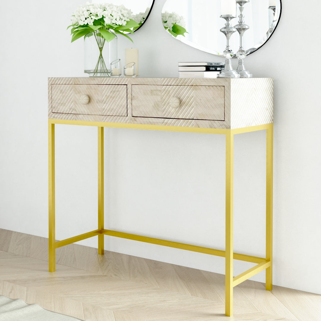 Tiffany mini dresser console bone carved 