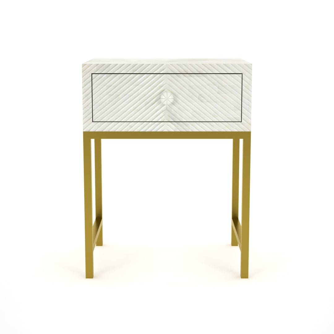Tiffany side drawer in bone carved by Arkrn Homes