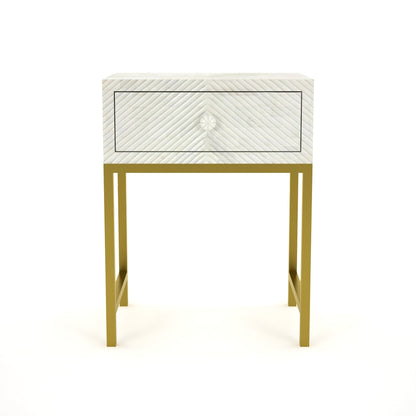 Tiffany side drawer in bone carved by Arkrn Homes