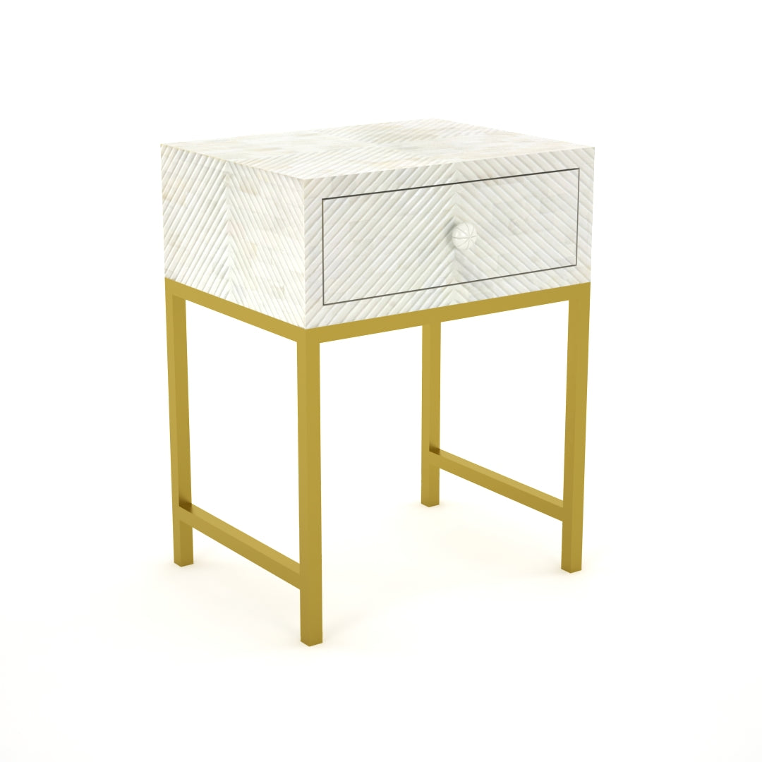 Tiffany side drawer in bone carved by Arkrn Homes