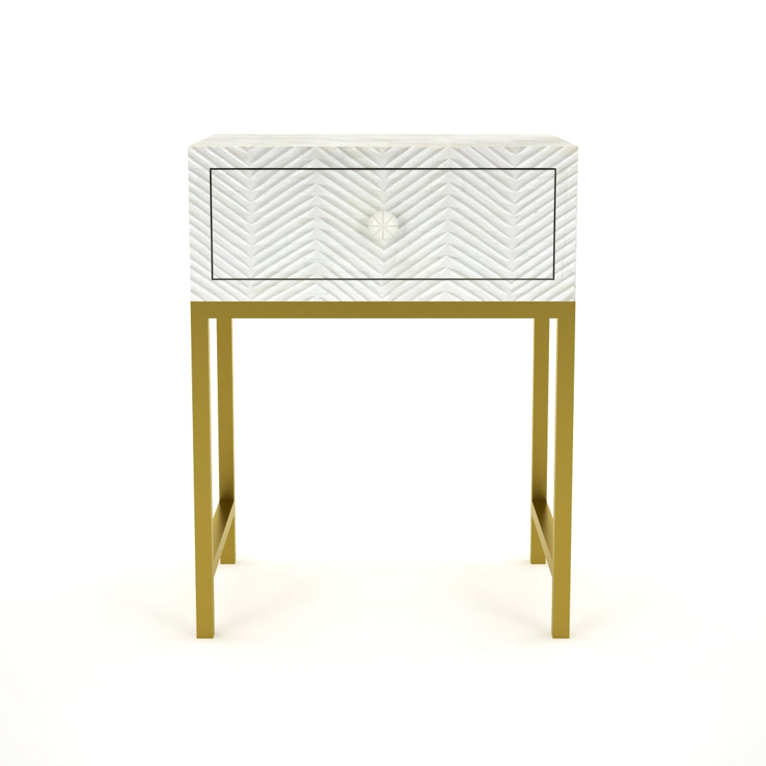 Triva Side Drawer bone carved by Arkrn Homes