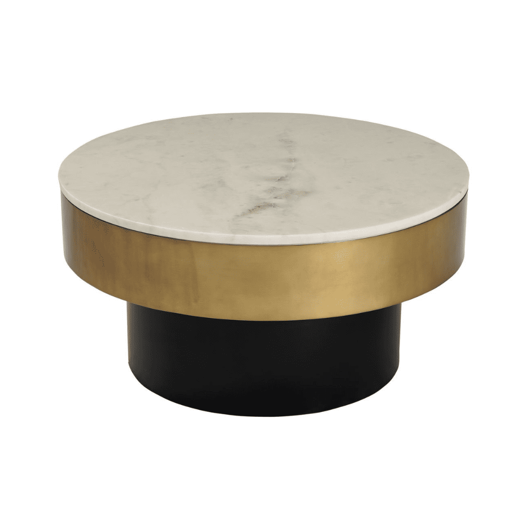 Vale Coffee Table with a luxurious white marble top and gold accent