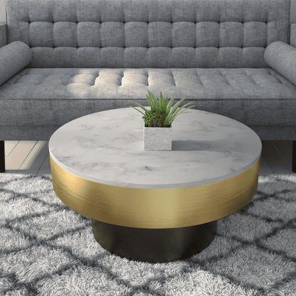 Vale Coffee Table with a luxurious white marble top
