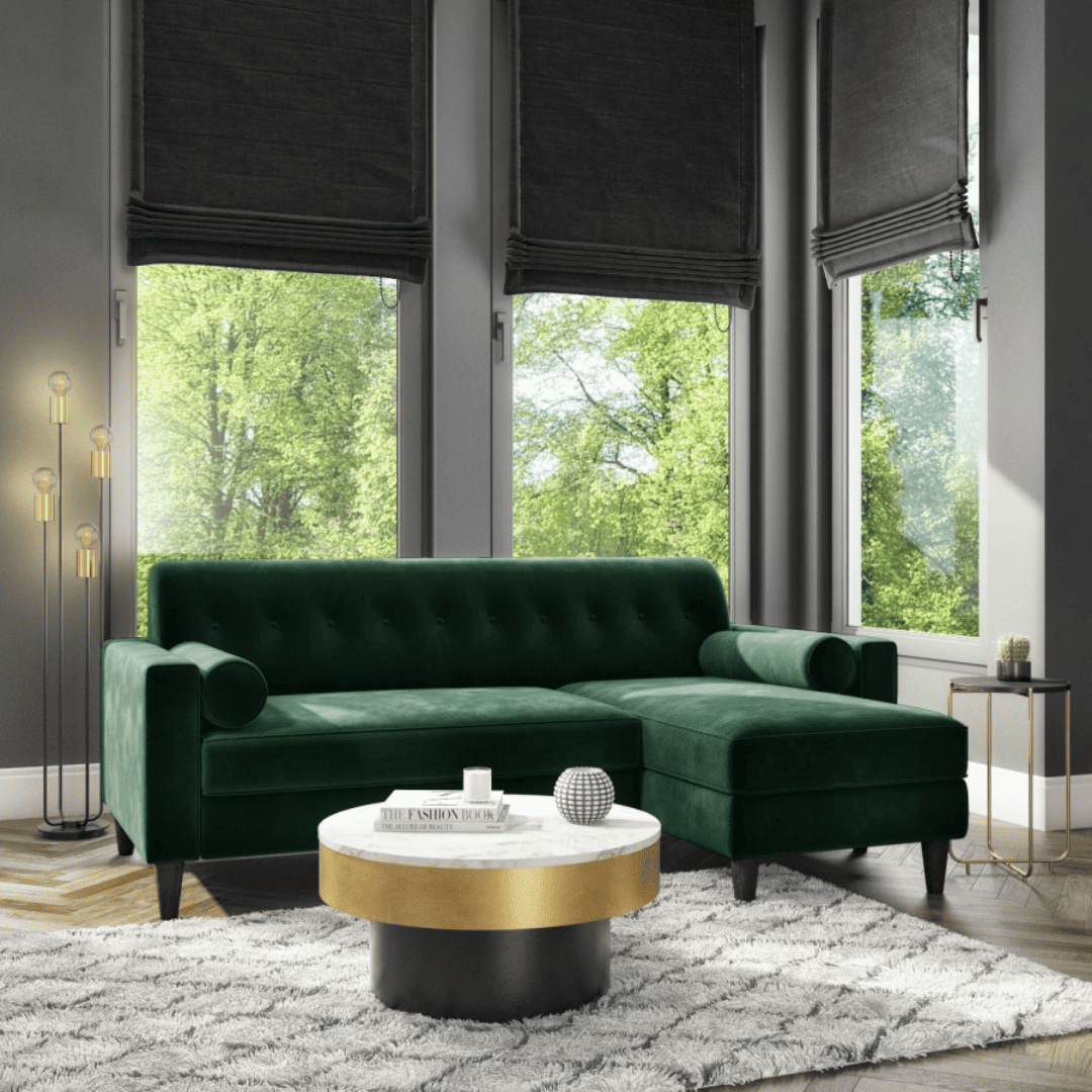 Vale Coffee Table with a luxurious white marble top, gold accent, and black cylindrical base. A modern statement piece for living spaces.
