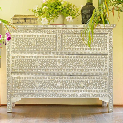 Vero chest of drawers gray mother of pearl