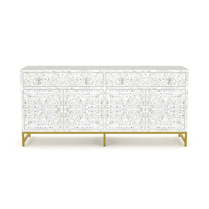 Vero Sideboard – white mother of pearl inlay, handcrafted furniture, by Arkrn Homes