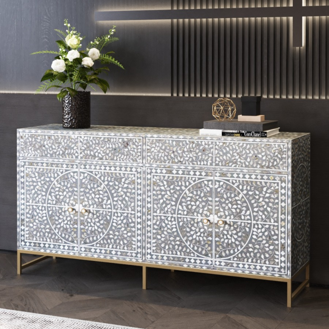 Vero Cabinet in grey mother of pearl by Arkrn Homes
