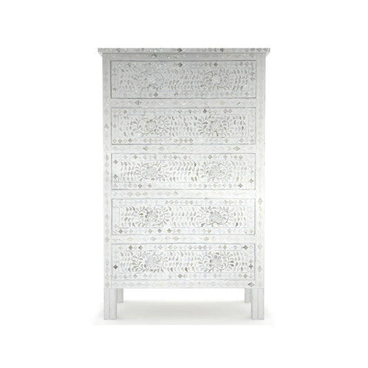 Vero Big Chest of Drawers - White Mother of Pearl 