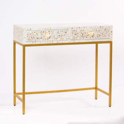 Vero console mini dresser in white mother of pearl by arkrn homes