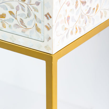 Vero console mini dresser in white mother of pearl by arkrn homes3