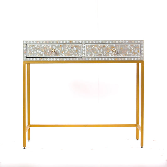 Vero console table in grey mother of pearl inlay