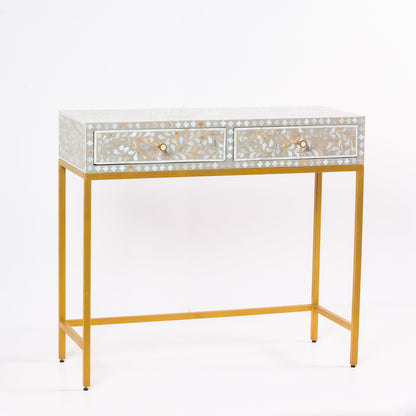 Vero console table in grey mother of pearl inlay by Arkrn Homes