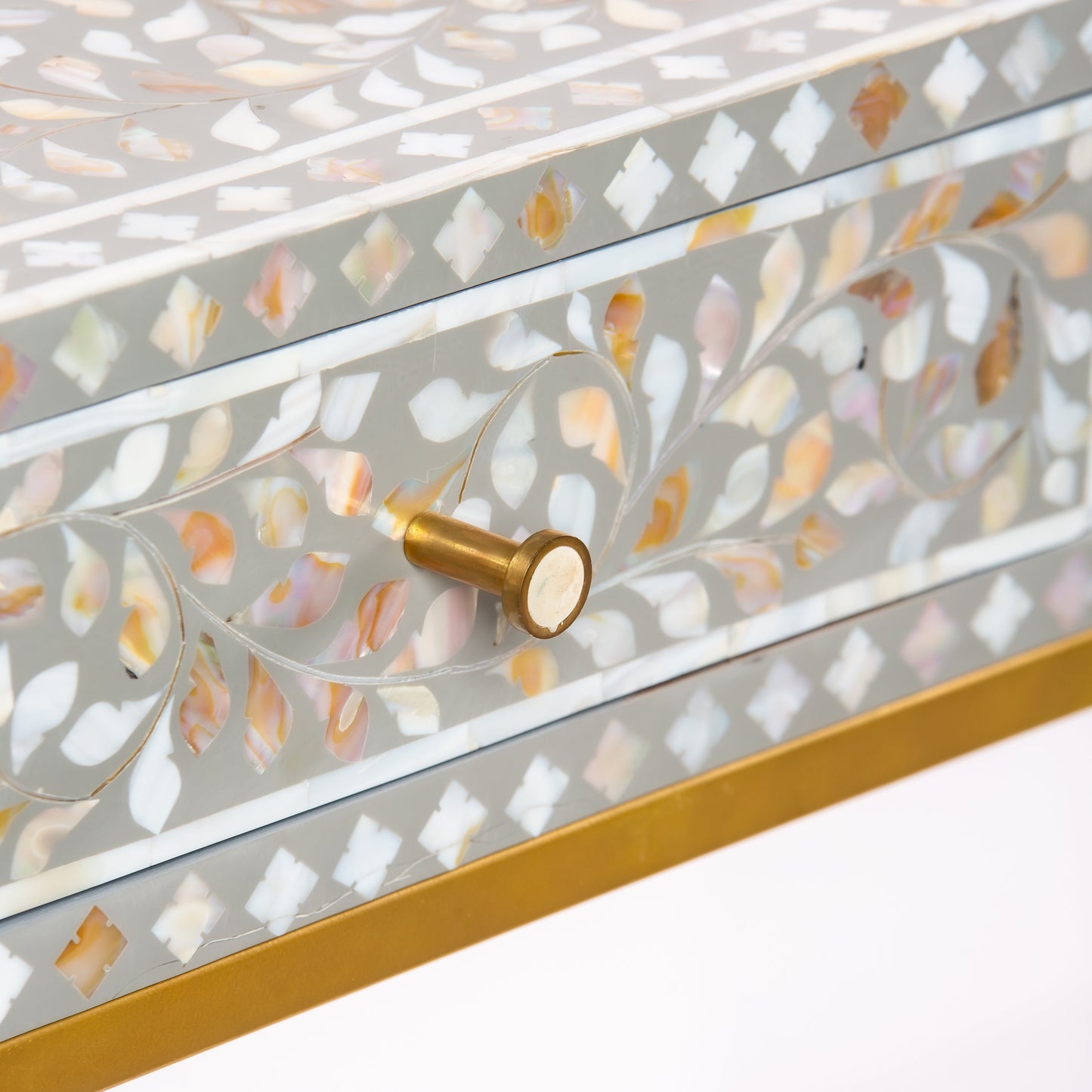 Vero console table in grey mother of pearl inlay by Arkrn Homes