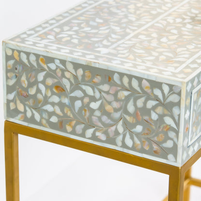 Vero console table in grey mother of pearl inlay by Arkrn Homes